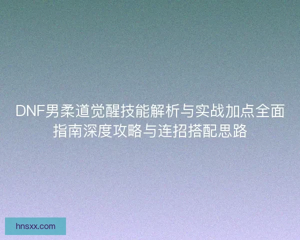 DNF男柔道觉醒技能解析与实战加点全面指南深度攻略与连招搭配思路